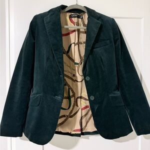 Ralph Lauren Hunter Green Corduroy Blazer with Nautical Print Lining